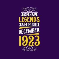 el real leyenda son nacido en diciembre 1923. nacido en diciembre 1923 retro Clásico cumpleaños vector