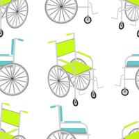 Vector seamless pattern with wheelchair for disabled isolated on white background