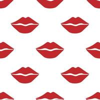 Vector seamless pattern with red lips isolated on white background. Retro glamour red lips wallpaper