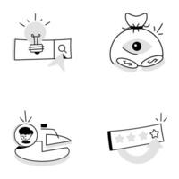 Collection of Business Services Hand Drawn Icons vector