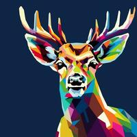 horned deer drawn using WPAP art style, pop art, vector illustration.