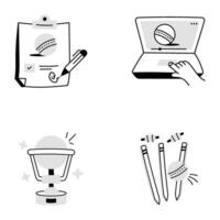 04 Trendy Cricket Enjoyment Doodle Icons vector