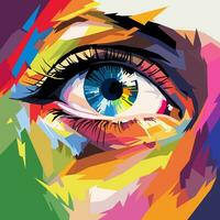 beautiful eyes drawn using WPAP art style, pop art, vector illustration.