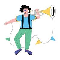 Trendy Clown Trumpet vector