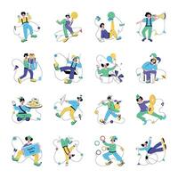 Bundle of Circus Clowns Flat Illustrations vector