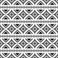 Ethnic motif abstract geometric background design. Tribal art seamless stripe pattern in Aztec style. Design for textile template and print fabric. Black and white color. vector