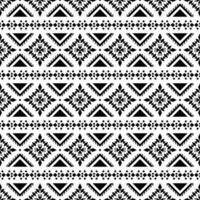 Ethnic motif abstract geometric background design. Tribal art seamless stripe pattern in Aztec style. Design for textile template and print fabric. Black and white color. vector