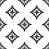 Seamless ethnic repeat pattern in black and white colors. Tribal vector illustration with Native American style. Design for textile template, fabric, clothing, curtain, rug, ornament, background.