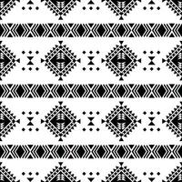 Aztec and Navajo tribal geometric background in vector style. Ethnic seamless stripe pattern. Traditional decoration motif design for textile template and print fabric. Black and white colors.