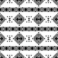 Aztec and Navajo tribal geometric background in vector style. Ethnic seamless stripe pattern. Traditional decoration motif design for textile template and print fabric. Black and white colors.