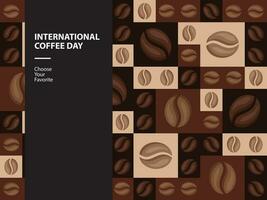 international coffee day seamless pattern cappuccino roasted october arabica aroma cafe caffeine art vector