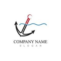 marine retro emblems logo with anchor and rope, anchor logo - vector