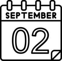 2 septiembre línea icono vector