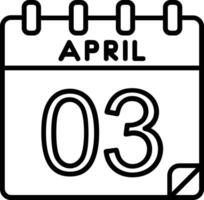 3 abril línea icono vector
