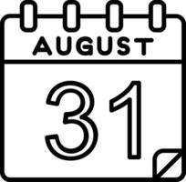 31 August Line Icon vector