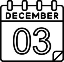 3 diciembre línea icono vector