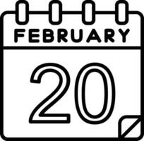 20 February Line Icon vector