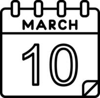 10 March Line icon vector