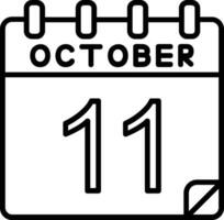 11 October Line Icon vector