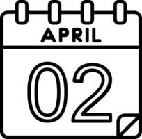 2 abril línea icono vector