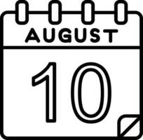 10 agosto línea icono vector