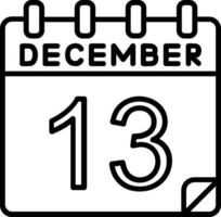 13 diciembre línea icono vector