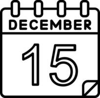 15 diciembre línea icono vector