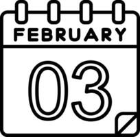 3 febrero línea icono vector