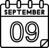 9 September Line Icon vector