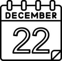 22 diciembre línea icono vector
