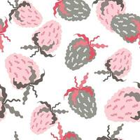 Cute strawberries seamless pattern. Doodle strawberry endless background. Hand drawn fruits wallpaper vector