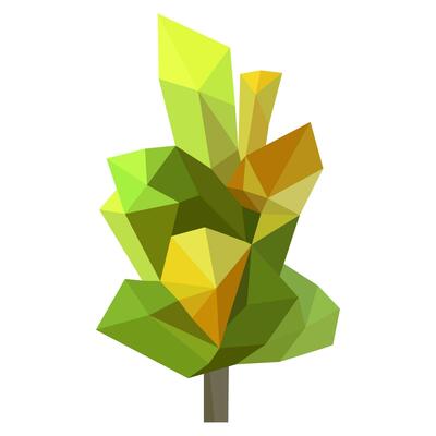 Abstract low poly tree icon isolated. Geometric forest polygonal style. 3d low poly symbol. Stylized eco design element.