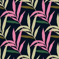 Abstract jungle palm leaf seamless pattern. Stylized tropical palm leaves wallpaper. vector