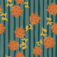 Abstract ethnic flower seamless pattern. Stylized floral botanical wallpaper. vector