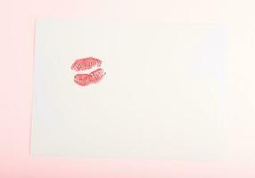 Blank card with red kiss photo