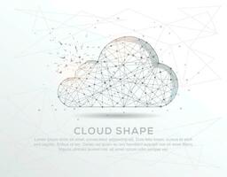 nube forma resumen mezcla línea y composición digitalmente dibujado en el formar de roto un parte triángulo forma y dispersado puntos vector