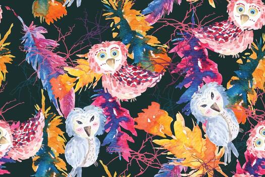 Seamless pattern Bird and feathers.Animal pattern for wallpaper, fabric.Abstract background. vector