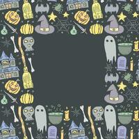 Halloween frame. Doodle Halloween background with place for text vector