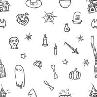 Seamless Halloween pattern. Doodle Halloween background vector