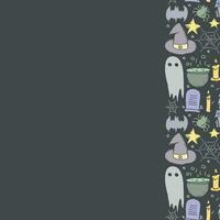 Halloween frame. Doodle Halloween background with place for text vector