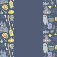 Halloween frame. Doodle Halloween background with place for text vector