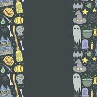 Halloween frame. Doodle Halloween background with place for text vector