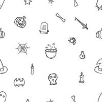 Seamless Halloween pattern. Doodle Halloween background vector