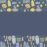 Halloween frame. Doodle Halloween background with place for text vector