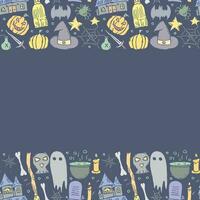 Halloween frame. Doodle Halloween background with place for text vector