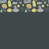 Halloween frame. Doodle Halloween background with place for text vector