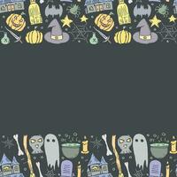 Halloween frame. Doodle Halloween background with place for text vector