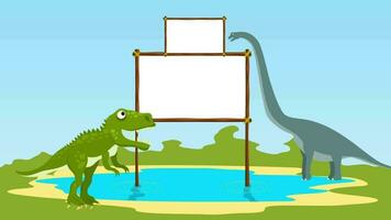 dinossauro e uma em branco placa dentro a parque video