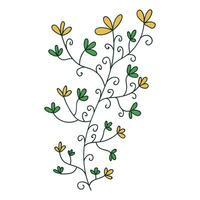 Thin line doodle flower or branch with curls isolated on white background. Floral element. vector