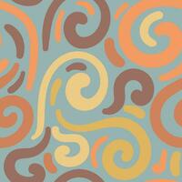 Abstract hand drawn doodle curly line seamless pattern. Swirls messy background. vector
